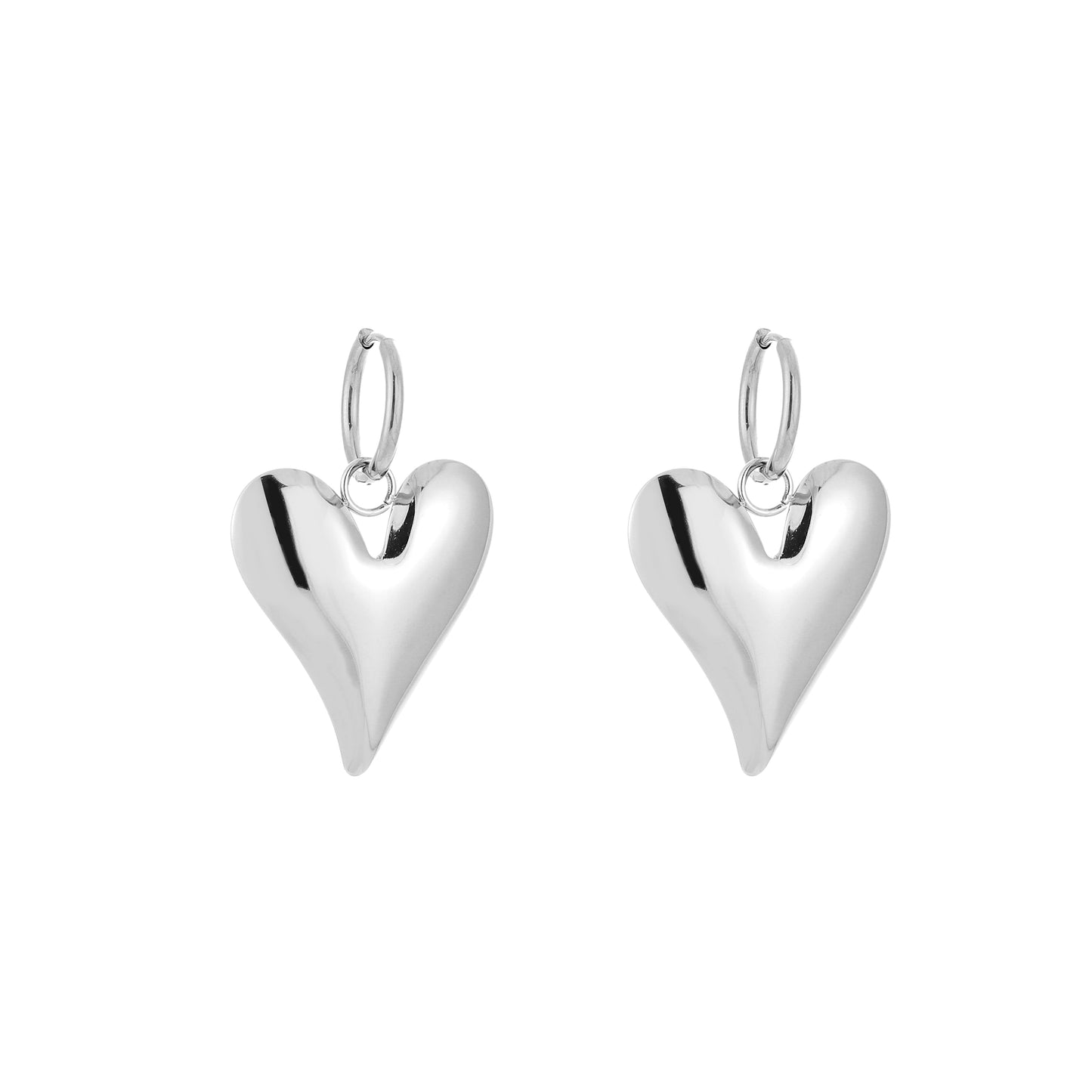 Statement hart oorbellen - Zilver