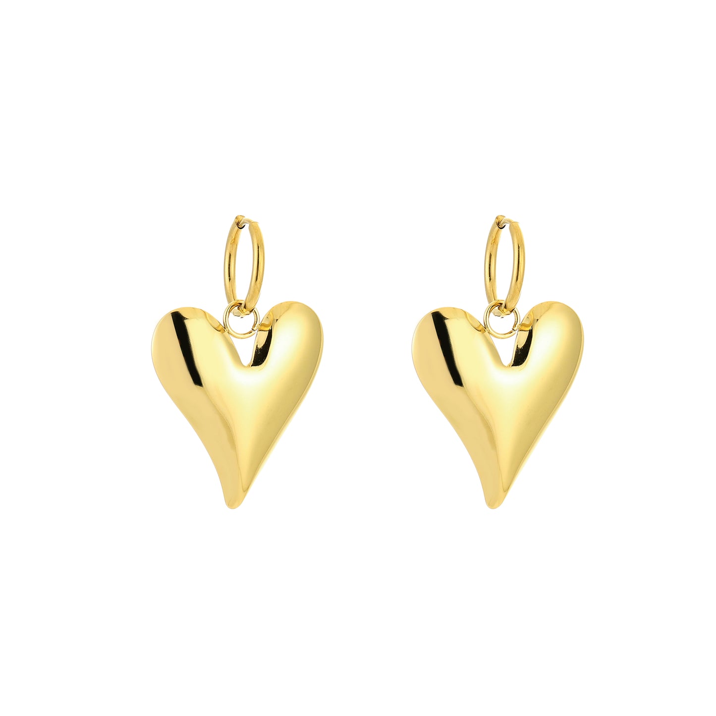 Statement hart oorbellen - Goud