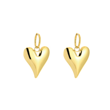 Statement hart oorbellen - Goud
